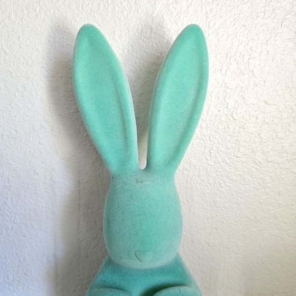 Bath & Body Works rabbit jar candle holder turquoise blue flocked 12 inches - Picture 5 of 10